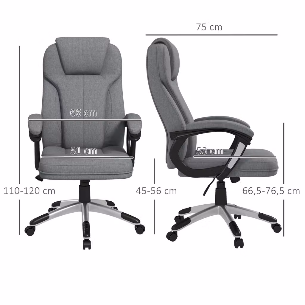 Sedia da ufficio ergonomica WISHDOR moderna con schienale alto e poggiatesta, girevole a 360 gradi con ruote, grigia – 2