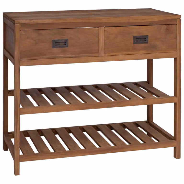 Mobile da bagno vidaXL in legno di teak solido naturale L: 90 cm, P: 45 cm, H: 75 cm