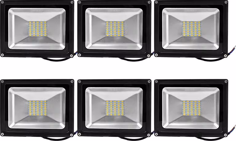 Greenmigo 6X 30W Proiettore LED a luce calda, IP65 per esterni, lampada da cantiere SMD