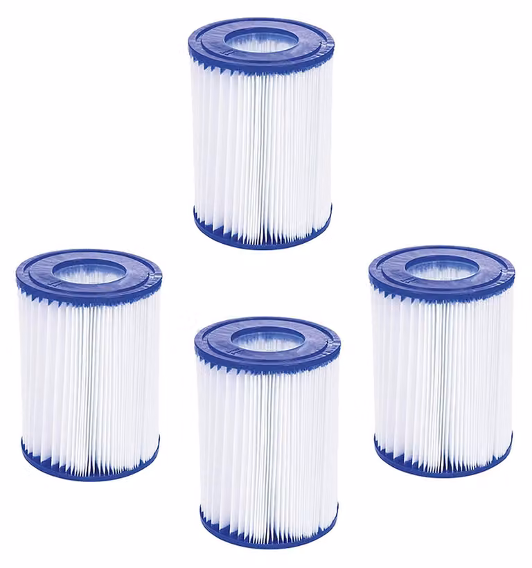Filtro per piscina, confezione da 4 - Cartucce di ricambio - Compatibile con le cartucce Bestway tipo II - Adatto per pompe filtranti - Materiale: carta poliestere ABS - Dimensioni: 10,6 cm x 13,6 cm - Cartucce filtranti