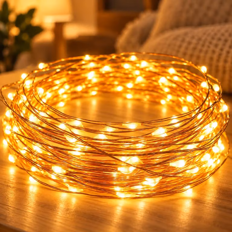 Catena luminosa a LED, lunghezza 3 metri, 30 LED, luce bianco caldo, alimentazione a batteria
