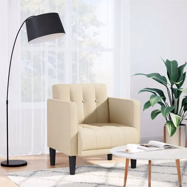 Divano Sedia con Braccioli VIDAXL in Tessuto Beige L: 53 cm, P: 40 cm, H: 74,5 cm