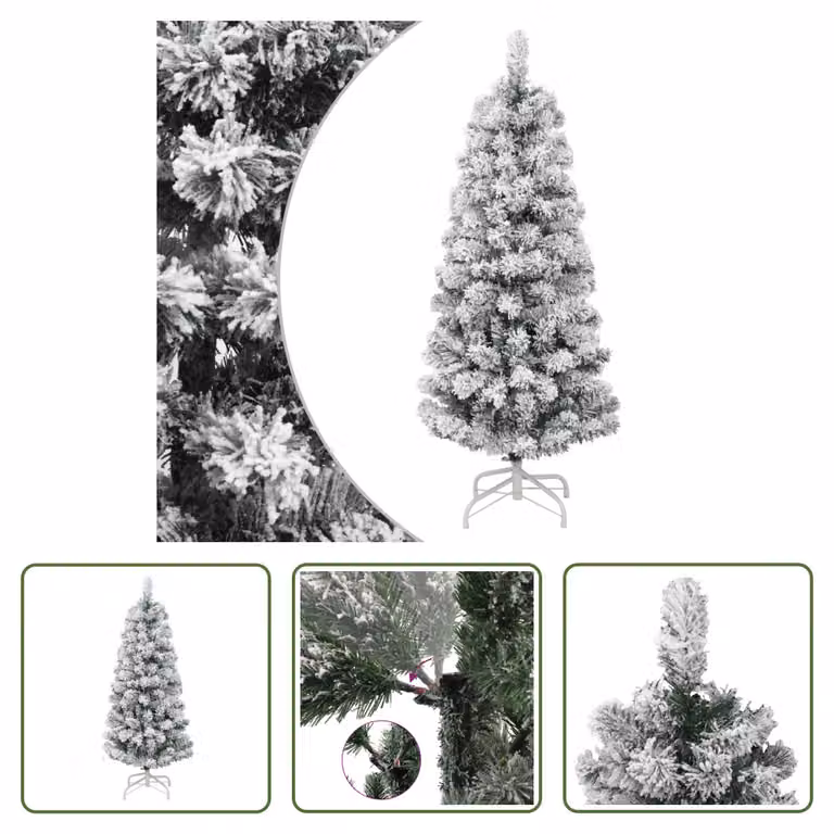 The Living Store Albero di Natale Artificiale Pieghevole Coperto di Neve 150 cm