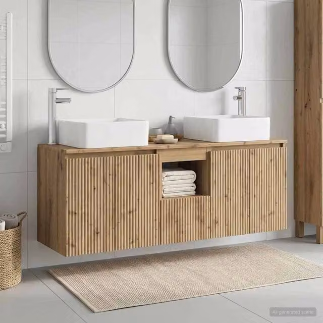 Set di Armadi da Bagno 3 pz Rovere Artigianale 135 x 35 x 80 cm 3405666