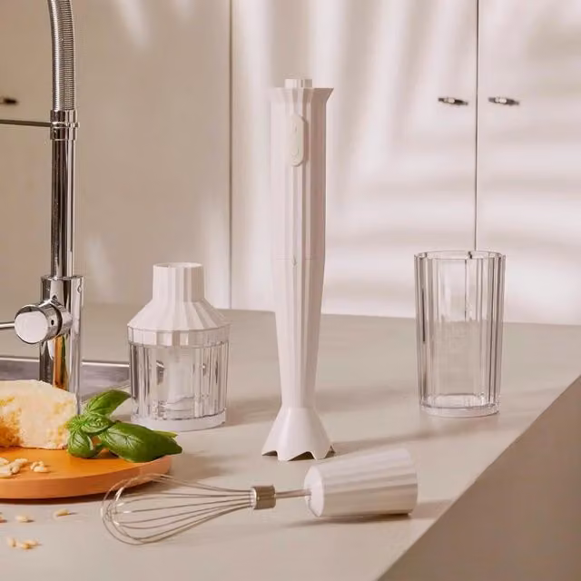 Frullatore a immersione Alessi PLISS colore bianco in acciaio inox e plastica