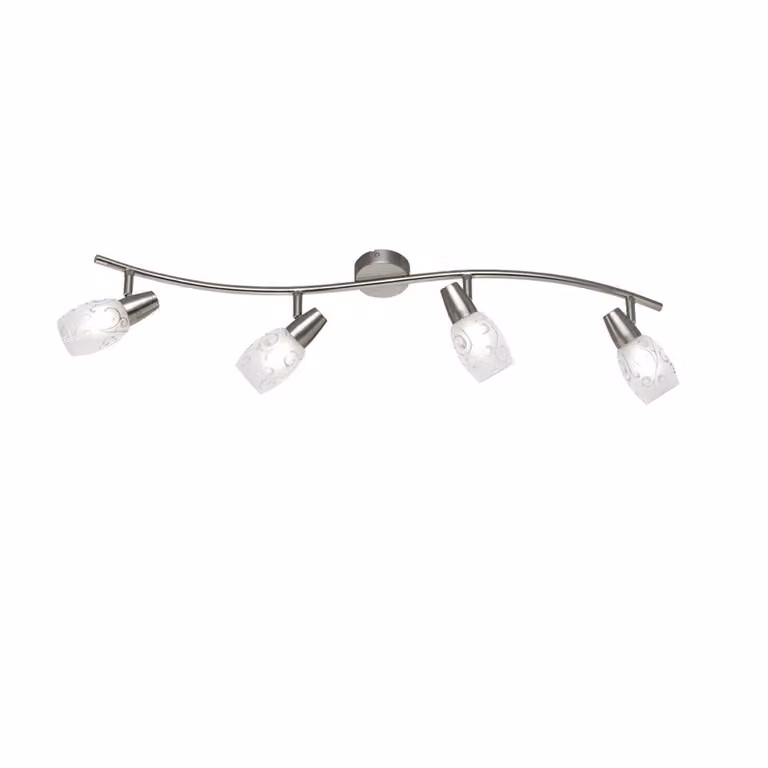Faretto da soffitto a 4 luci, argento opaco, vetro decorativo satinato, larghezza 79 cm - R80024007