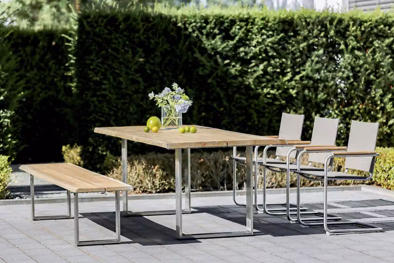 Niehoff Panca massiccia acciaio inox/teak