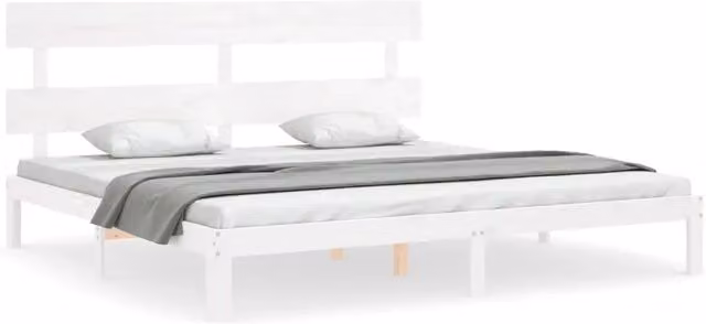 Letto matrimoniale | Letto per adulti | Giroletto senza Materasso Bianco 200x200 cm Legno Massello Pino