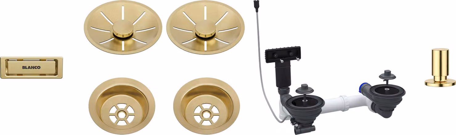 Kit di scarico Blanco 207 443, finitura Satin Gold, comando eccentrico, serie InFino