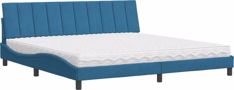Letto con Materasso Hanko Blu 200x200 cm Velluto