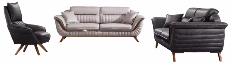 Schwarz-Weiße Sofagarnitur Polstercouchen Designer 3-Sitzer Sessel