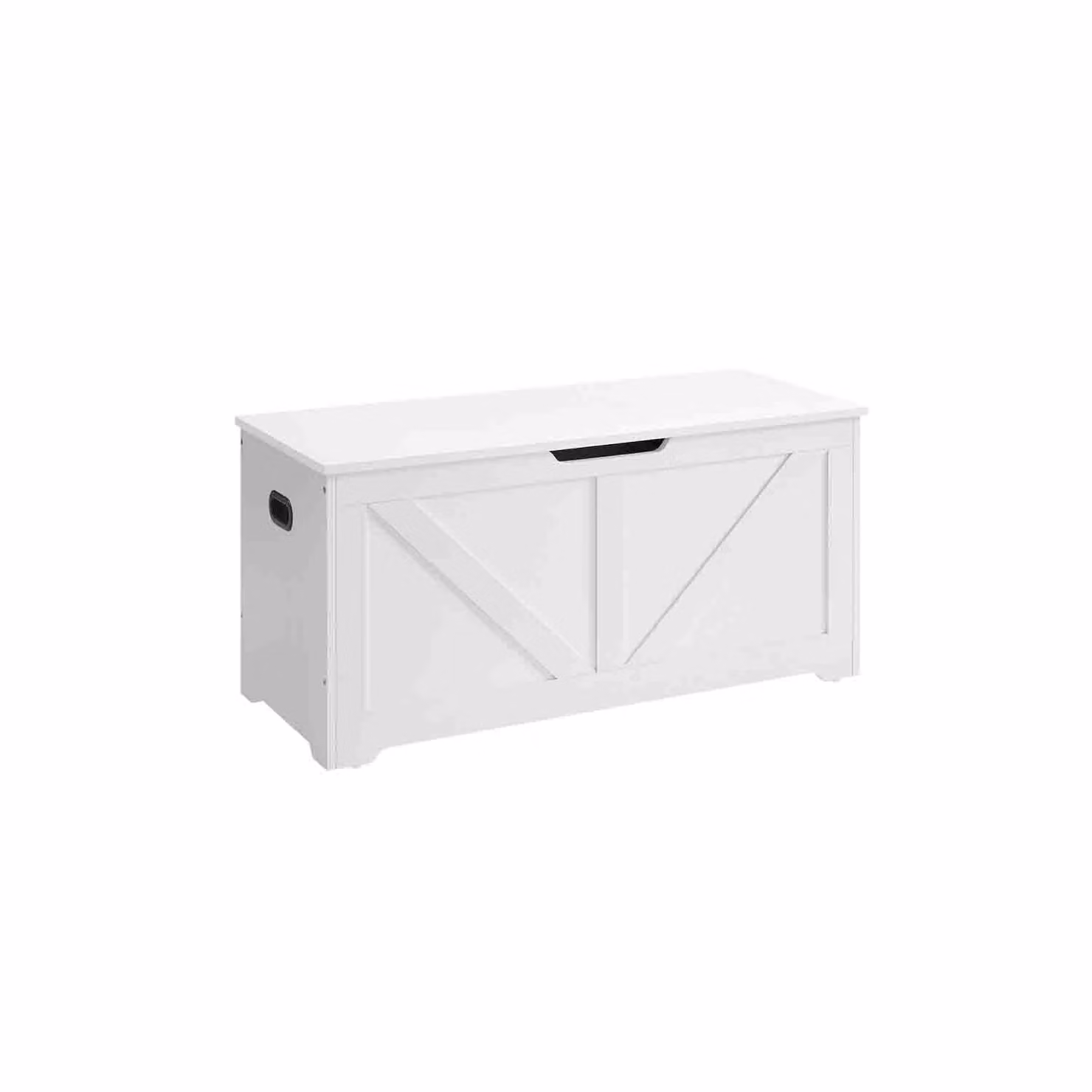 Cassapanca Portaoggetti con Cerniere di Sicurezza Stile Rustico, Bianco / 40 x 100 x 46 cm