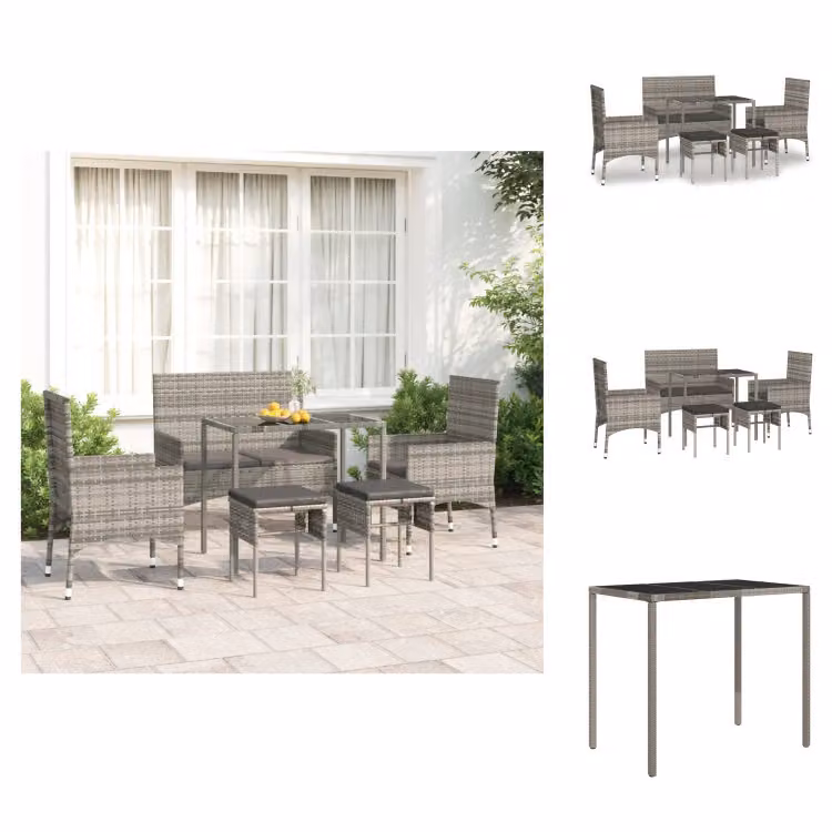 vidaXL set da salotto da giardino 6 pezzi con cuscini in poly rattan grigio - Set di mobili da giardino