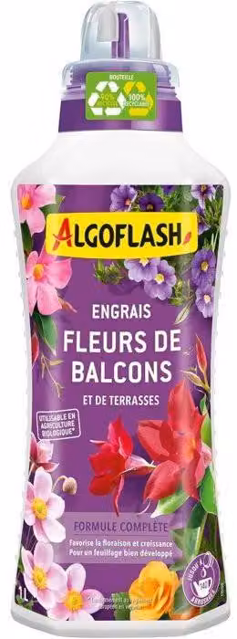 Fertilizzante per fiori, ALGOFLASH Naturasol, Fiori, terrazze e balconi, 1 L, UAB