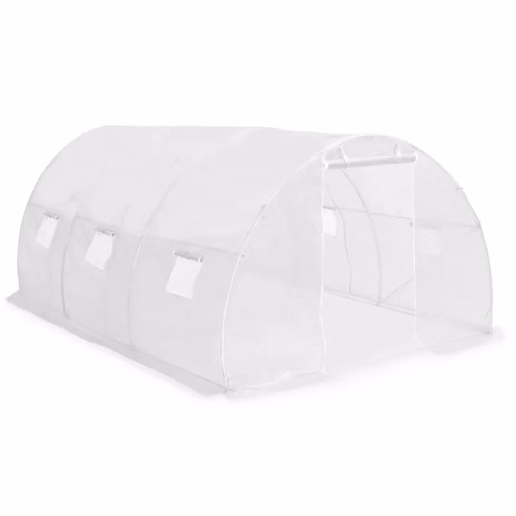 Serra vidaXL bianca da 13,5 m² con struttura in acciaio zincato e plastica, L/P/H: 450 x 300 x 200 cm – 3