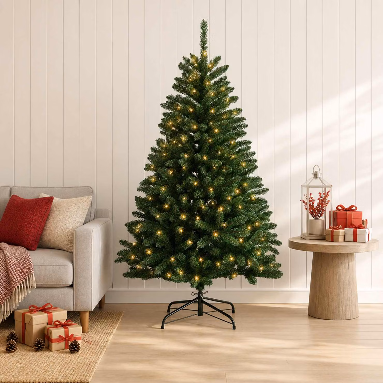vidaXL Albero di Natale Artificiale con Rami Pieghevoli 150 cm 150 LED