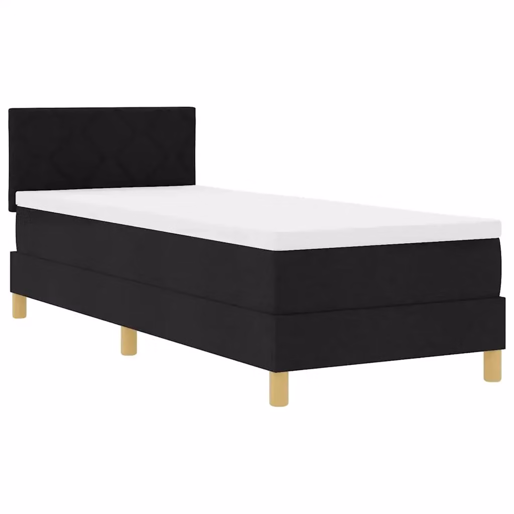 Letto moderno vidaXL con illuminazione LED sottostante e porta di ricarica USB, rivestimento in tessuto nero, L/P/H: 80 x 200 cm – 2