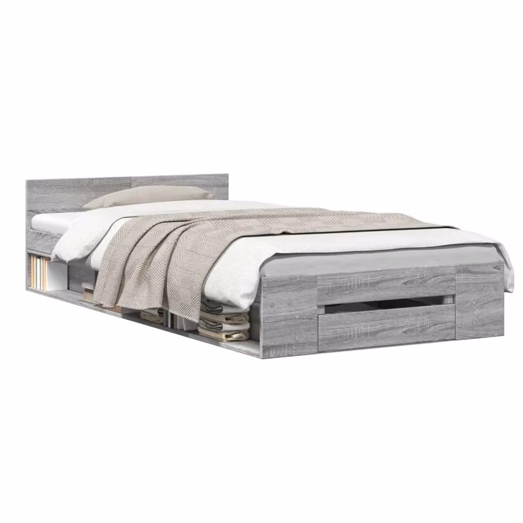 Letto con contenitore vidaXL in legno Sonoma grigio L/P/H: 200 x 80 x 83 cm – 2