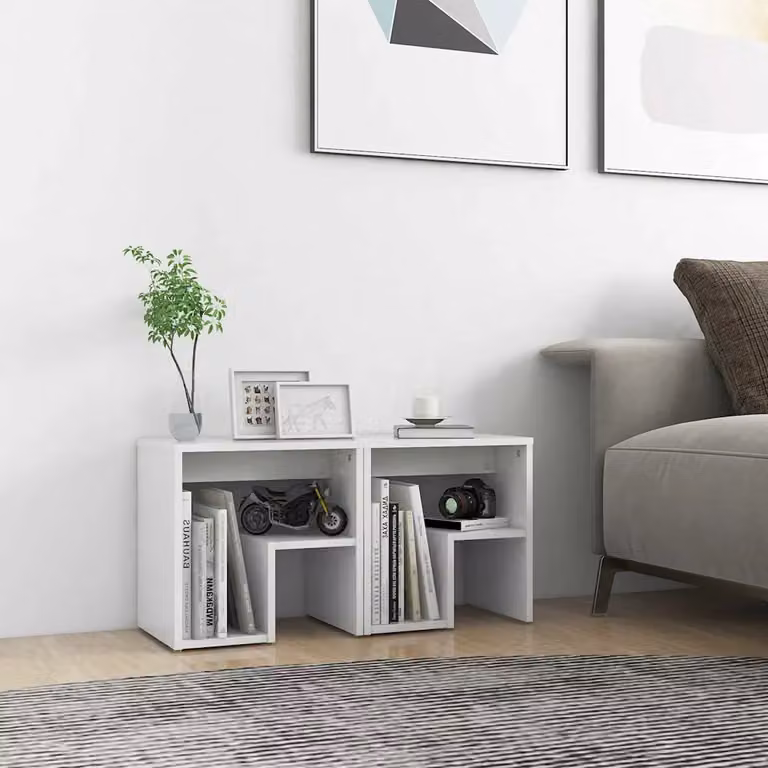 Set di 2 comodini vidaXL bianchi in legno multistrato per camera da letto, L 40 x P 30 x H 40 cm
