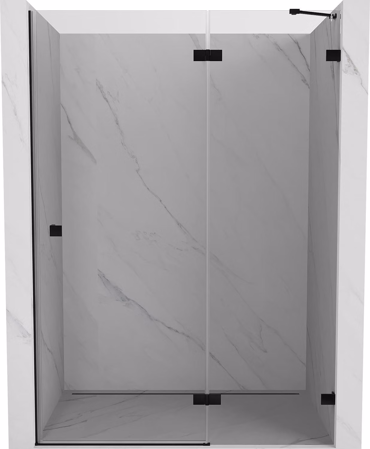 Mexen Lunar porta doccia a battente destra 135 cm, trasparente, nero - 834-135-000-70-00-P