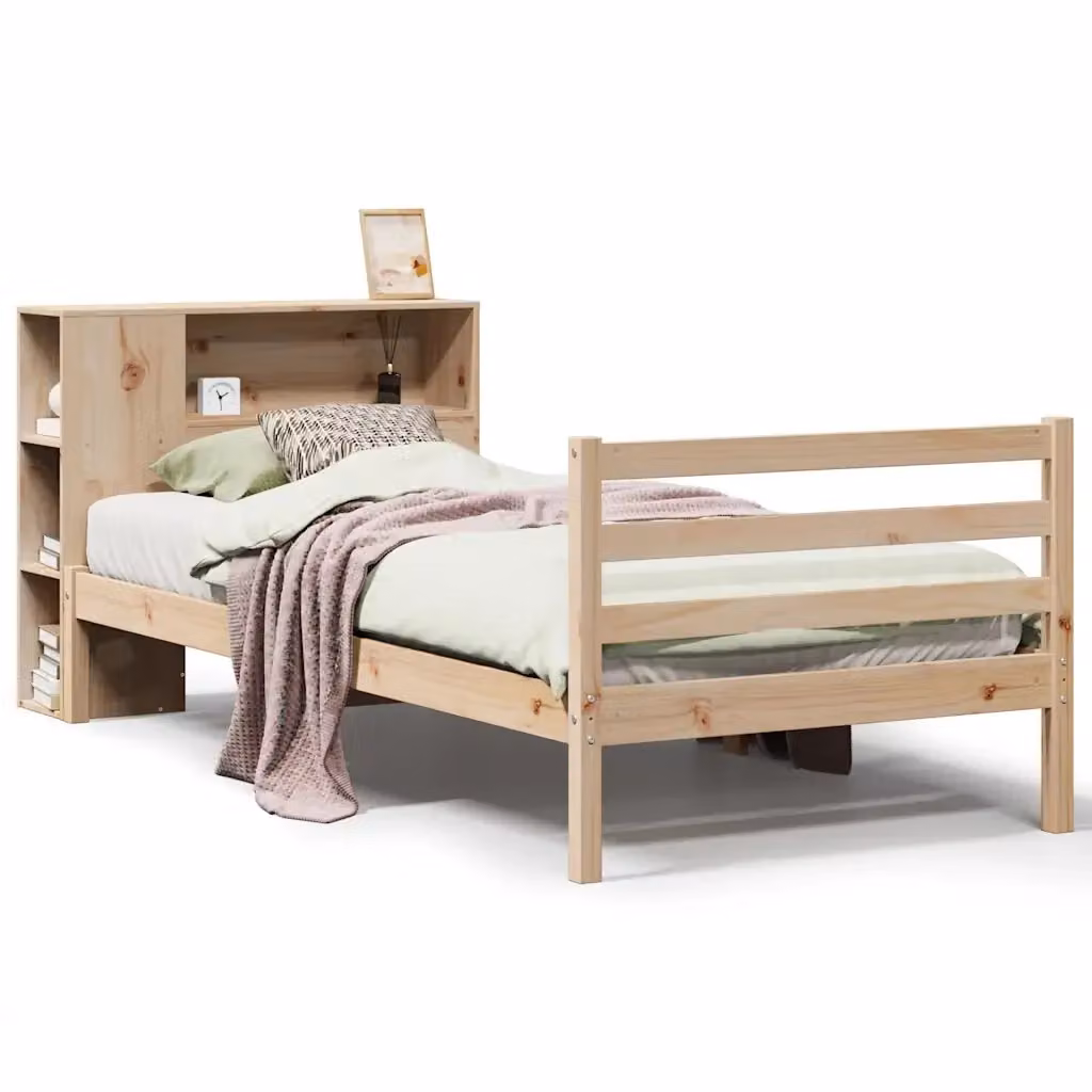 Giroletto con Libreria vidaXL in Legno di Pino Rustico Bianco L: 190 cm, P: 82 cm, H: 81 cm – 2