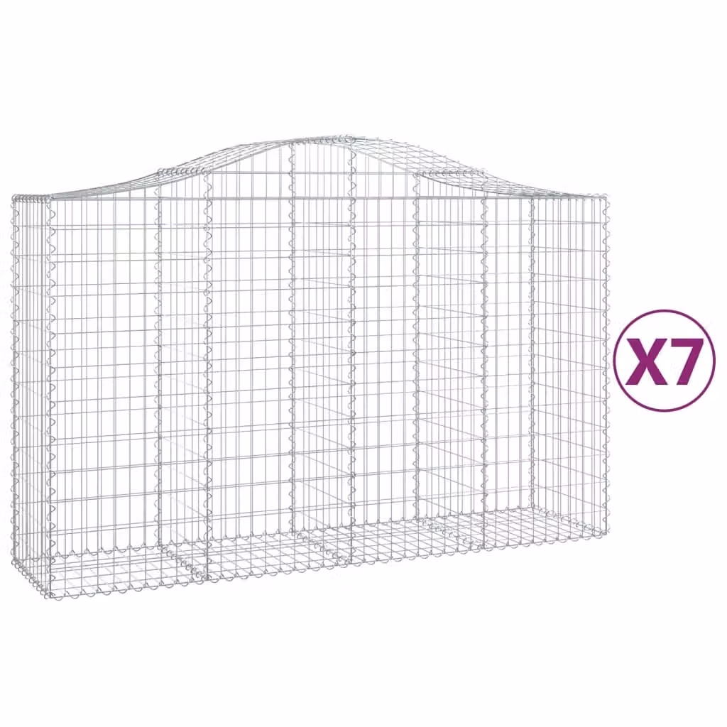 Cesti Gabbioni ad Arco 7 pz 200x50x120/140 cm Ferro Zincato