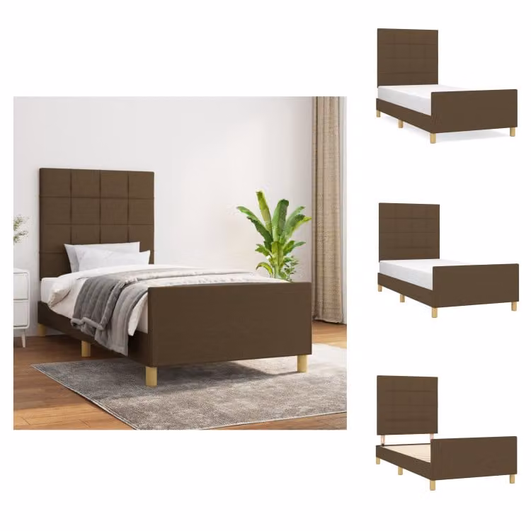vidaXL Struttura letto con testiera in tessuto marrone scuro 90x200 cm - Letti e strutture letto