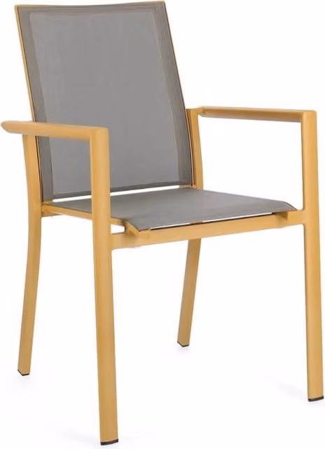 Sedia con braccioli Konnor Iperbriko color senape e grigio in textilene e alluminio verniciato a polvere