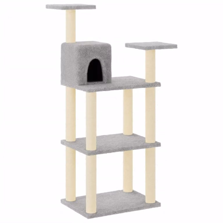 Graffiatoio con tiragraffi in sisal Grigio chiaro 118,5 cm