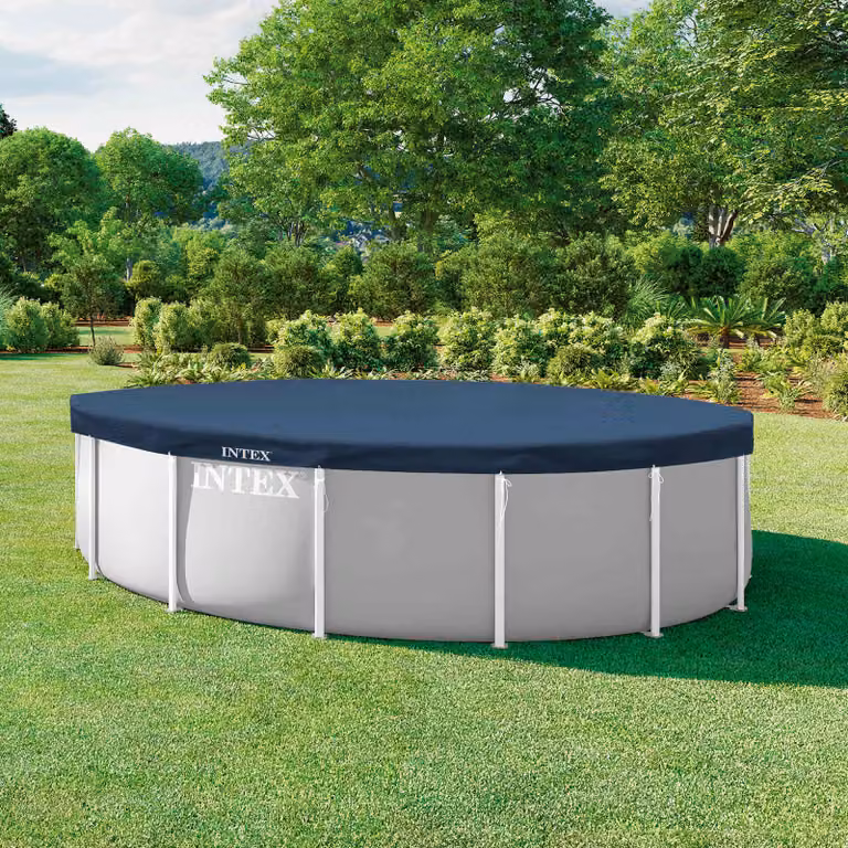 Copertura per piscina rotonda Intex in PVC e PET blu e grigio Ø457 cm x H 20 cm
