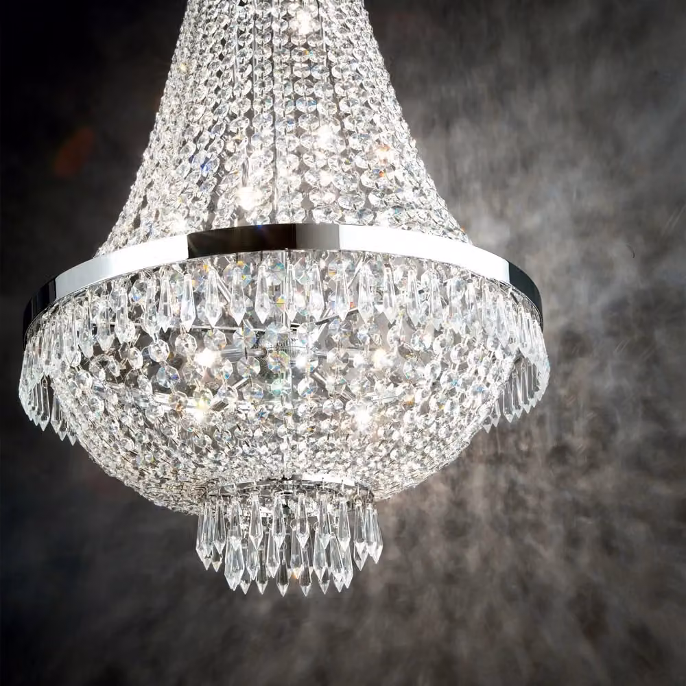 Lampadario Sospeso Classico Caesar IDEAL LUX in Metallo e Cristallo Cromo con 6 Luci G9 Luce Calda – 2