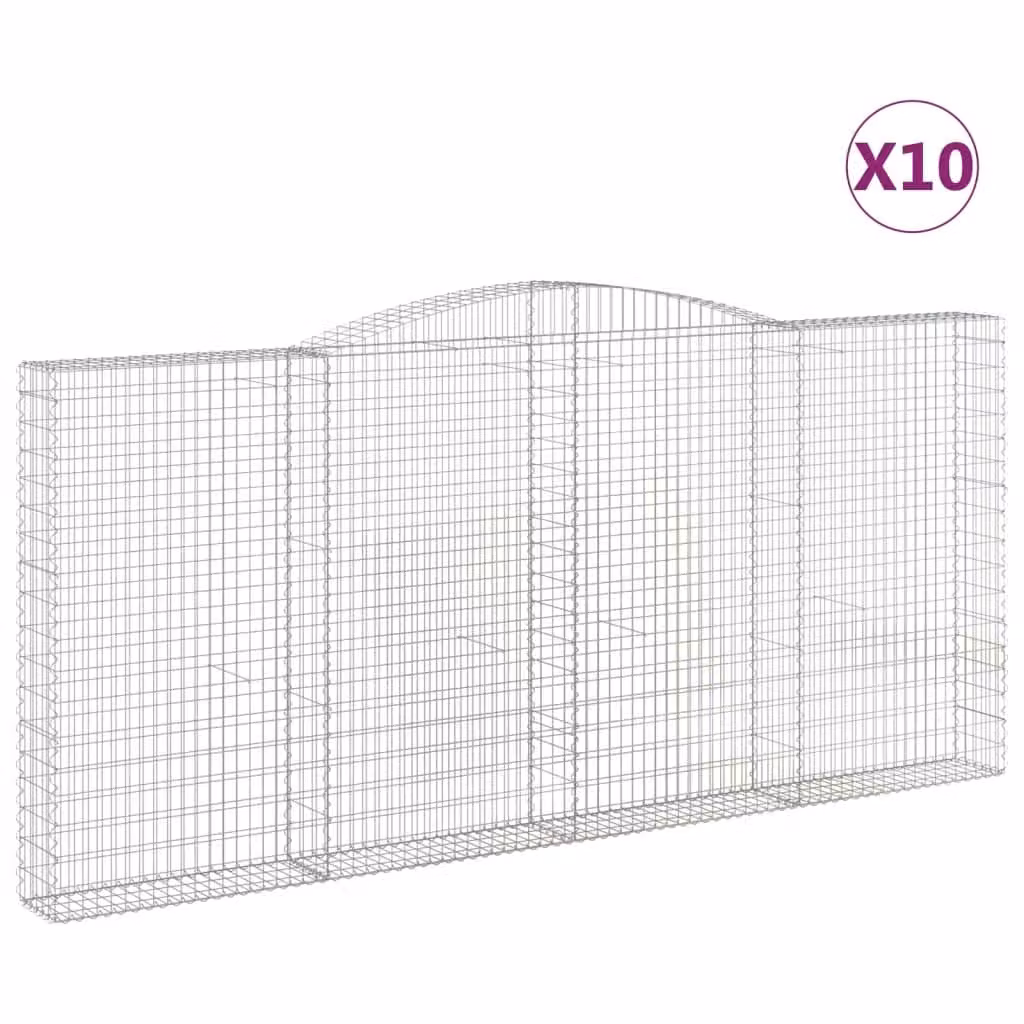 Cesti Gabbioni ad Arco 10 pz 400x30x180/200 cm Ferro Zincato