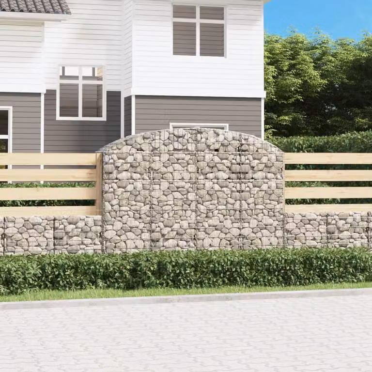 Cesto Gabbione ad Arco vidaXL in Acciaio Zincato Grigio L: 200 cm, P: 50 cm, H: 140/160 cm