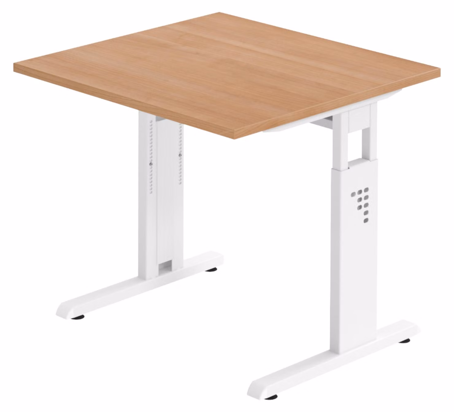 bümö Scrivania Serie-O - Dimensioni: 80 x 80 cm, Decorazione: Noce, Struttura: Bianco
