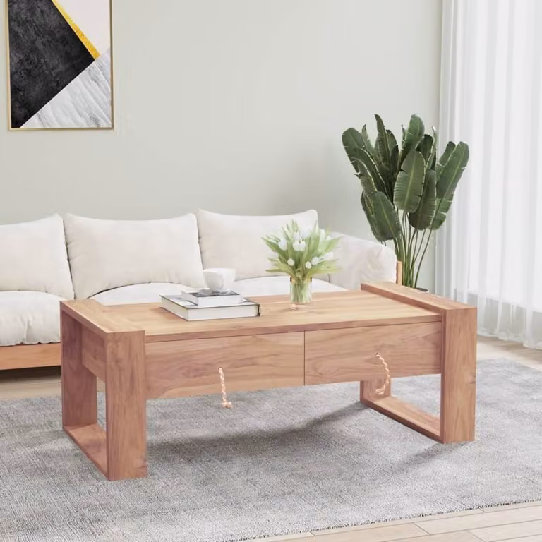 Maison Exclusive - Tavolino da caffè in legno massello di teak, dimensioni 110x60x40 cm