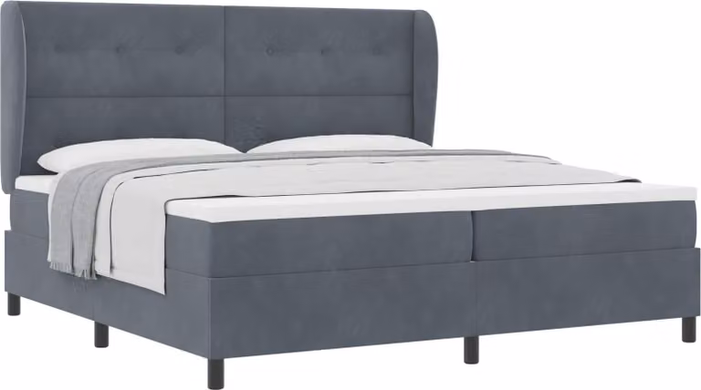 Letto a molle con materasso Grigio scuro 200 x 200 cm Velluto