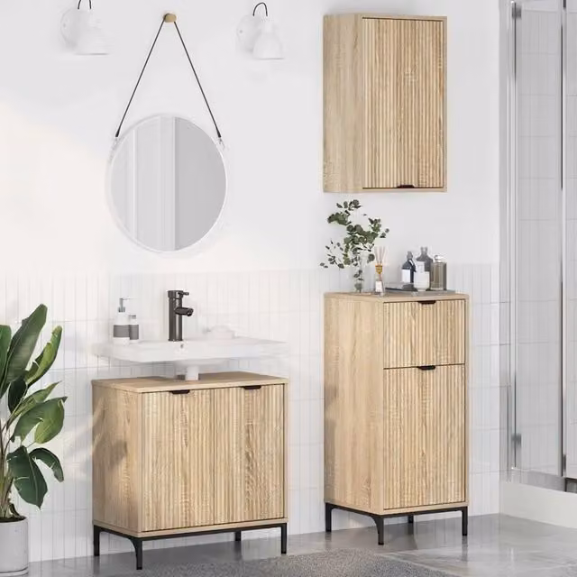 Set di mobili per il bagno 3 pz Rovere Sonoma 39,5 x 36 x 88 cm 3393105