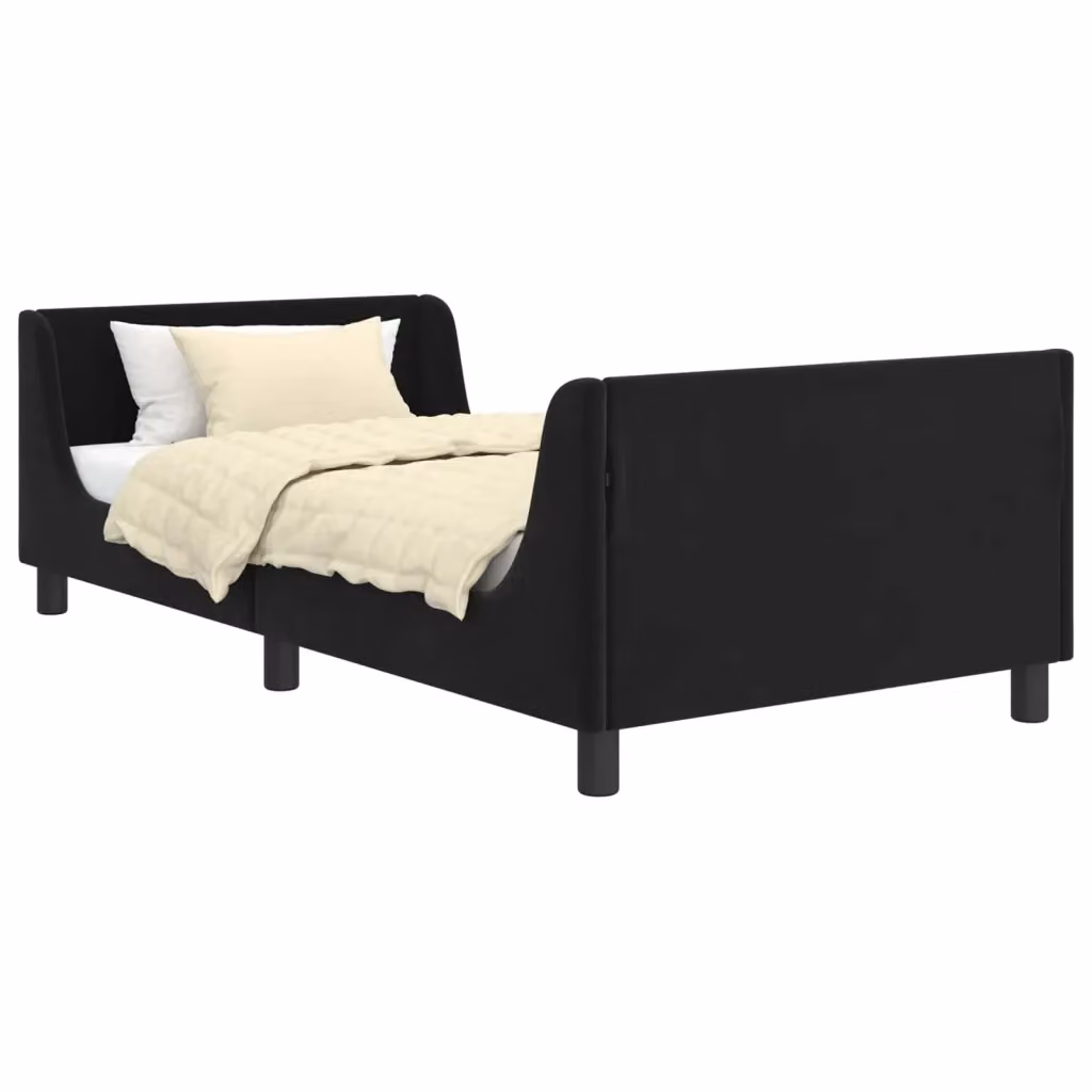 Struttura letto per bambini vidaXL con testata in velluto nero, L/P/H: 190 x 90 x 60 cm – 2