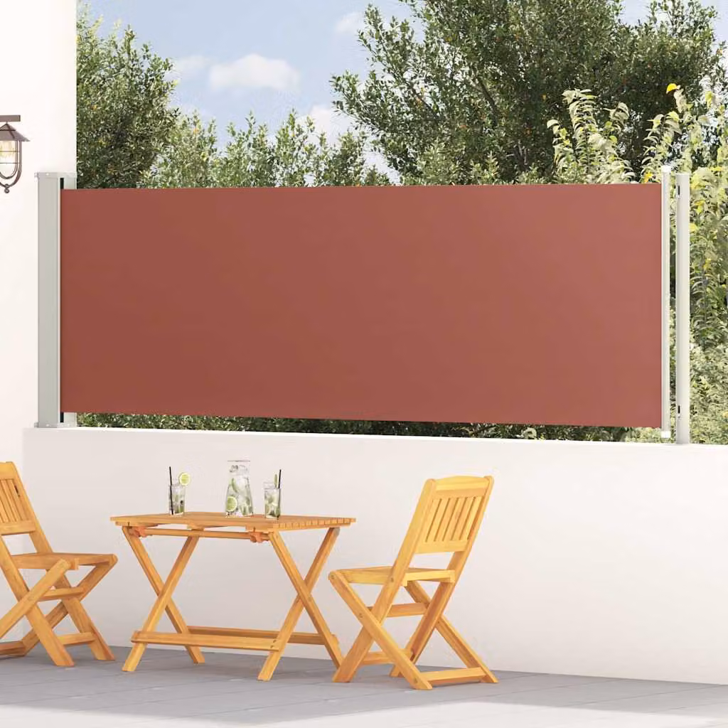 Tenda Laterale Retrattile per Patio vidaXL in Poliestere e Acciaio, Marrone, L: 614 cm, H: 117 cm