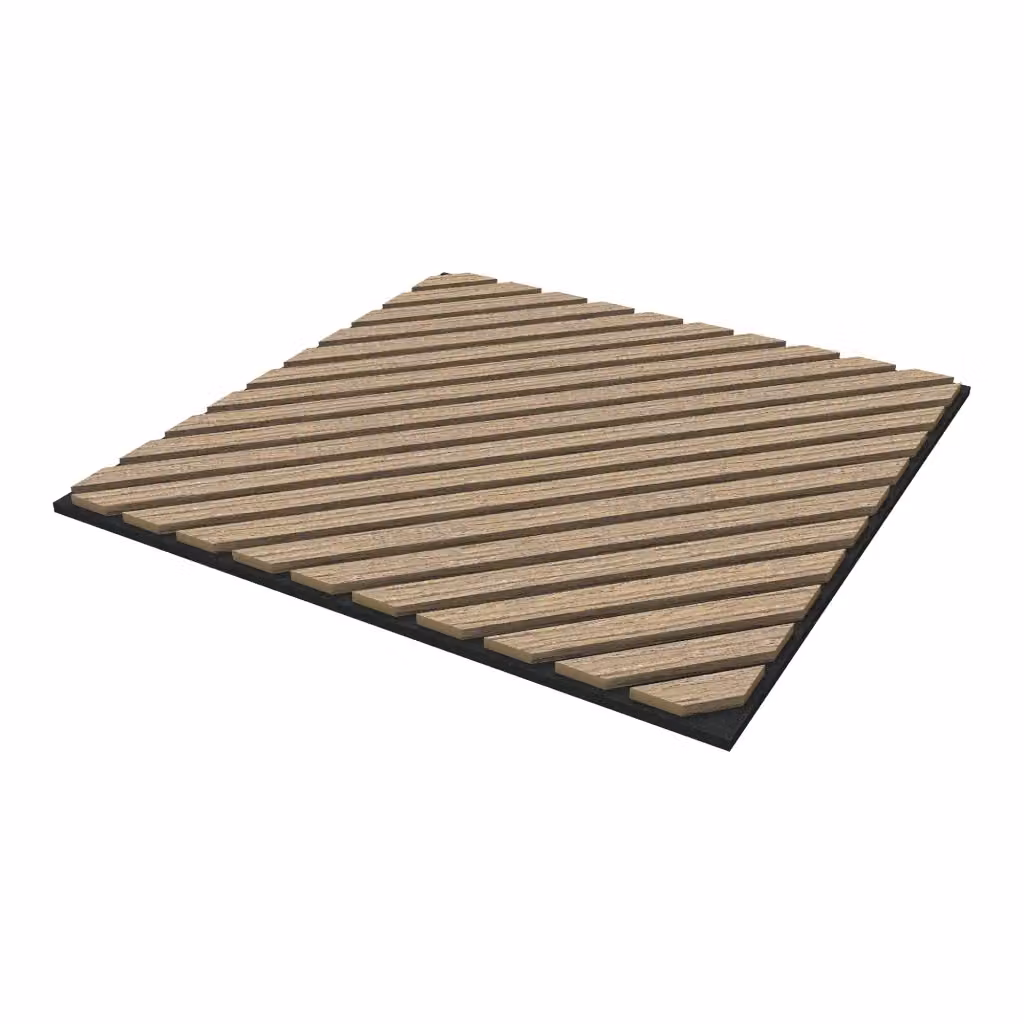 Set di 12 pannelli acustici NEU.HOLZ con doghe diagonali effetto noce chiaro, superficie in MDF, 4,32 m² – 2