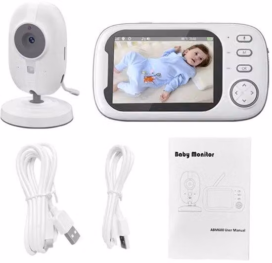 Videocamera per il monitoraggio dei bambini con display da 3,5 pollici, visione notturna, monitoraggio della temperatura e funzione bidirezionale