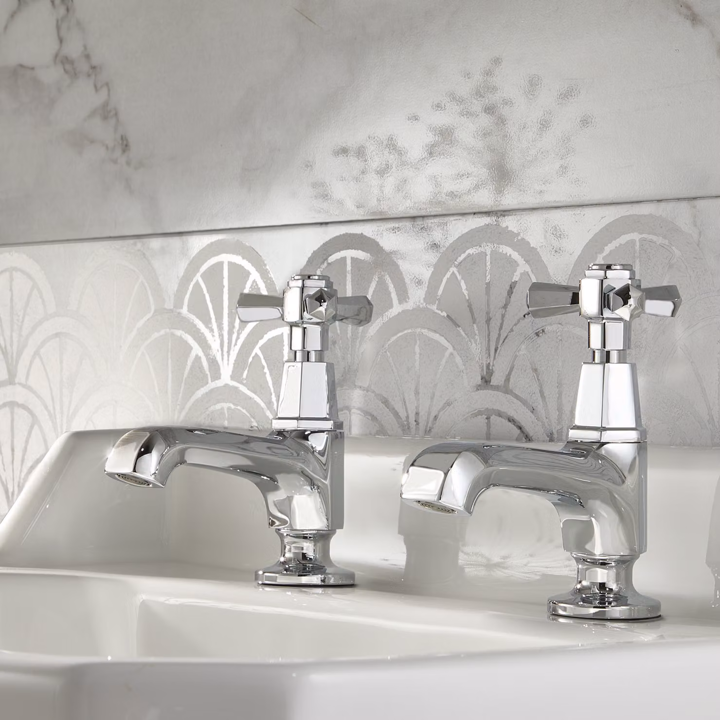 Coppia Rubinetti Singoli per Lavabo - Cromato - Earlham