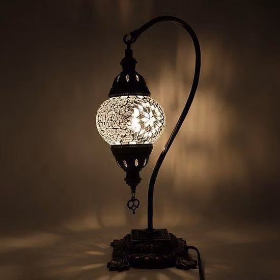 Lampada mosaico turca - Lampada da tavolo con collo di cigno - Lampada marocchina - Ø 12 cm, altezza 43 cm - Realizzata a mano e colorata