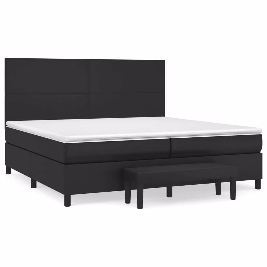 Giroletto a Molle con Materasso Nero 200x200 cm in Pelle finta