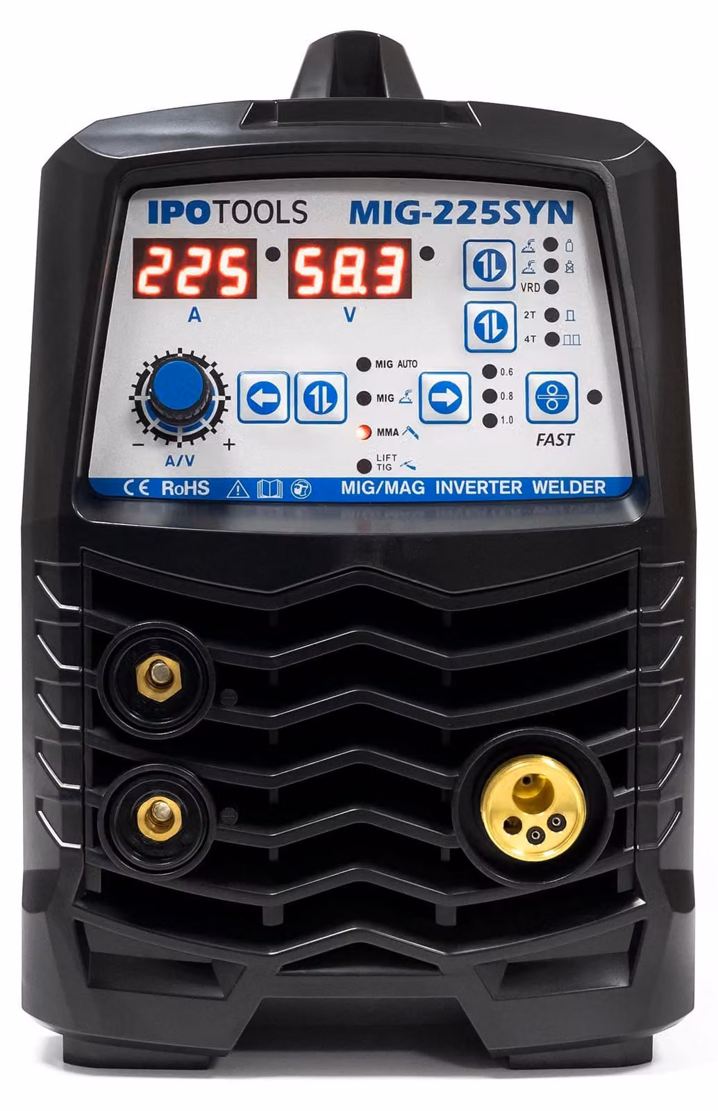Saldatrice MIG da 225 Ampere, tecnologia inverter, 230 V, per saldatura con gas protettivo