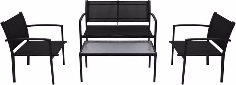 Set da Pranzo da Giardino 4 pz in Textilene Nero