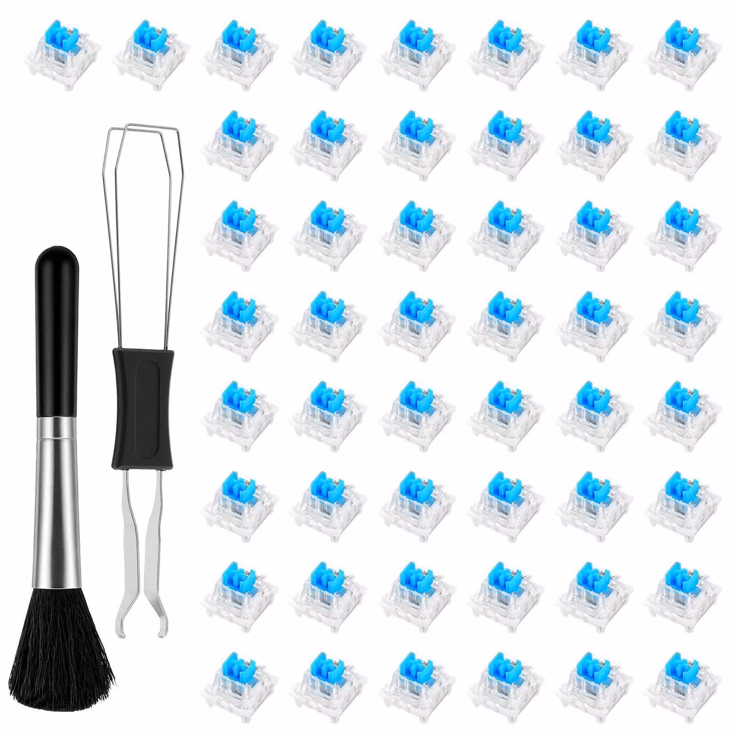 50 interruttori meccanici blu per tastiere, interruttori a 3 pin con feedback tattile