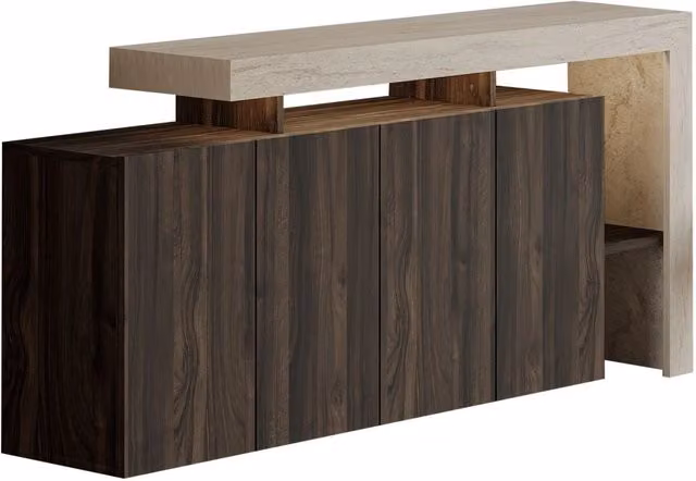 Credenza in legno "Beliz" - 170 x 35 x 80 cm - Marrone