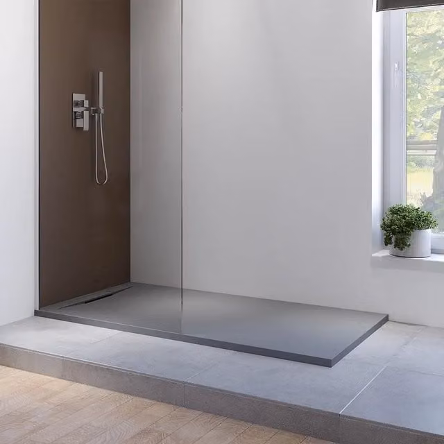 Piatto doccia 90x140 cm in marmoresina grigio effetto pietra | Paros