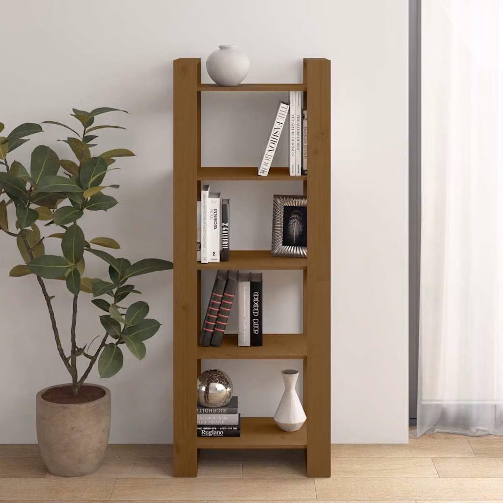 Libreria divisorio vidaXL in legno di pino massello stile rustico marrone, L 60 cm x P 35 cm x H 160 cm